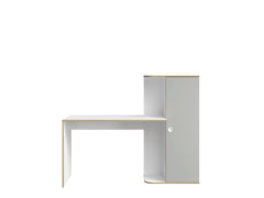 JUGENDZIMMER-SET PENORA – 4-teilig mit Bett 90×200 cm, Kleiderschrank, Schreibtisch und Kommode – Weiß / Grau New York