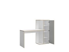JUGENDZIMMER-SET PENORA – 4-teilig mit Bett 90×200 cm, Kleiderschrank, Schreibtisch und Kommode – Weiß / Grau New York