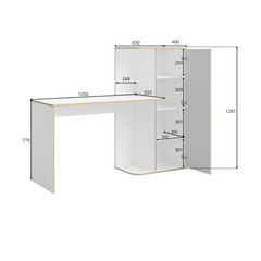 JUGENDZIMMER-SET PENORA – 4-teilig mit Bett 90×200 cm, Kleiderschrank, Schreibtisch und Kommode – Weiß / Grau New York