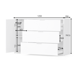 Schlafzimmer-Set FLOVIA – 6-teilig mit Schiebetürenschrank, Bett in 2 Liegeflächen (160×200 oder 180×200 cm), 2 Nachttischen, Schubkasten-Set und Kommode – Alpinweiß
