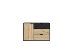 Schlafzimmer-Set URSENA – 6-teilig mit Kleiderschrank, Bett 160×200, wahlweise mit oder ohne Bettkasten, Lattenrost – Schwarz Graphit / Artisan Eiche