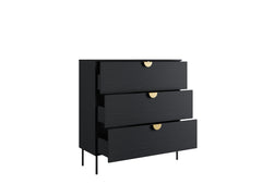 Schlafzimmer-Set MERONA– 5-teilig mit Kleiderschrank, Bett in 2 Liegeflächen (160×200 oder 180×200 cm), wahlweise mit oder ohne Bettkasten, Kommode und 2 Nachttischen – Schwarz Graphit