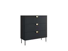 Schlafzimmer-Set MERONA– 5-teilig mit Kleiderschrank, Bett in 2 Liegeflächen (160×200 oder 180×200 cm), wahlweise mit oder ohne Bettkasten, Kommode und 2 Nachttischen – Schwarz Graphit
