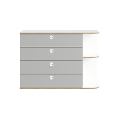 JUGENDZIMMER-SET PENORA – 4-teilig mit Bett 90×200 cm, Kleiderschrank, Schreibtisch und Kommode – Weiß / Grau New York