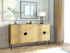 Wohnzimmer-Set MERONA – 3-teilig mit TV-Lowboard, Couchtisch und Sideboard – Baltic Eiche