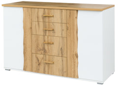 Schlafzimmer-Set WELORA – 6-teilig mit Bett 160×200 oder 180×200 cm, wahlweise mit oder ohne Bettkasten, Lattenrost – Wotan Eiche / Alpinweiß