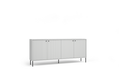 Wohnzimmer-Set IVELA – 4-teilig mit TV-Lowboard, Couchtisch, beleuchteter Vitrine und Sideboard – Grau