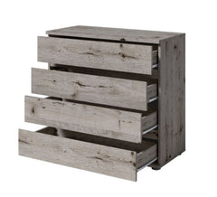 Schlafzimmer-Set TORVAN – 5-teilig mit Schiebetürenschrank, Bett in 2 Liegeflächen (160×200 oder 180×200 cm), Lattenrost, Kommode und 2 Nachttischen – Wellington Eiche / Portland Eiche