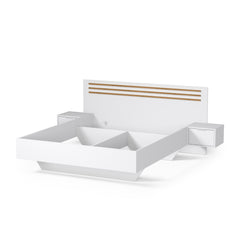 Schlafzimmer-Set FLOVIA – 6-teilig mit Schiebetürenschrank, Bett in 2 Liegeflächen (160×200 oder 180×200 cm), 2 Nachttischen, Schubkasten-Set und Kommode – Alpinweiß