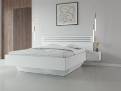 Schlafzimmer-Set FLOVIA – 6-teilig mit Schiebetürenschrank, Bett in 2 Liegeflächen (160×200 oder 180×200 cm), 2 Nachttischen, Schubkasten-Set und Kommode – Alpinweiß