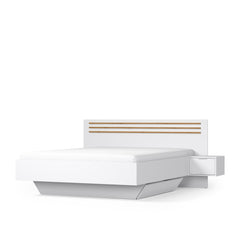 Schlafzimmer-Set FLOVIA – 6-teilig mit Schiebetürenschrank, Bett in 2 Liegeflächen (160×200 oder 180×200 cm), 2 Nachttischen, Schubkasten-Set und Kommode – Alpinweiß