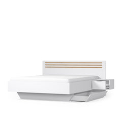 Schlafzimmer-Set FLOVIA – 6-teilig mit Schiebetürenschrank, Bett in 2 Liegeflächen (160×200 oder 180×200 cm), 2 Nachttischen, Schubkasten-Set und Kommode – Alpinweiß