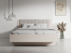 Schlafzimmer-Set LEVARO – 4-teilig mit Kleiderschrank, Bett in 2 Liegeflächen (160×200 oder 180×200 cm), wahlweise mit oder ohne Bettkasten und 2 Nachttischen – Wüstensand