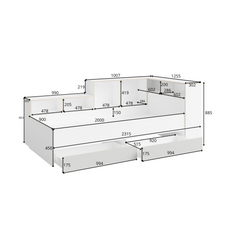 JUGENDZIMMER-SET PENORA – 4-teilig mit Bett 90×200 cm, Kleiderschrank, Schreibtisch und Kommode – Weiß / Grau New York