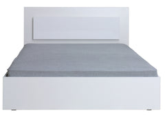 Schlafzimmer-Set SAVONA – 6-teilig mit Schiebetürenschrank, Bett 160×200 cm ohne Bettkasten, Lattenrost, Kommode und 2 Nachttischen – Alpinweiß / Weiß Hochglanz