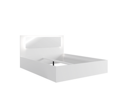 Schlafzimmer-Set SAVONA – 6-teilig mit Schiebetürenschrank, Bett 160×200 cm ohne Bettkasten, Lattenrost, Kommode und 2 Nachttischen – Alpinweiß / Weiß Hochglanz