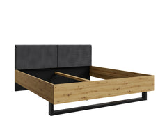 Schlafzimmer-Set URSENA – 6-teilig mit Kleiderschrank, Bett 160×200, wahlweise mit oder ohne Bettkasten, Lattenrost – Schwarz Graphit / Artisan Eiche