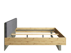 Schlafzimmer-Set RAVENO – 5-teilig mit Kleiderschrank, Bett in 2 Liegeflächen (160×200 oder 180×200 cm), Lattenrost, Kommode und 2 Nachttischen – Grau Graphit / Artisan Eiche