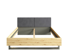 Schlafzimmer-Set RAVENO – 5-teilig mit Kleiderschrank, Bett in 2 Liegeflächen (160×200 oder 180×200 cm), Lattenrost, Kommode und 2 Nachttischen – Grau Graphit / Artisan Eiche