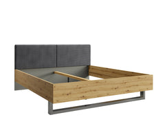 Schlafzimmer-Set RAVENO – 5-teilig mit Kleiderschrank, Bett in 2 Liegeflächen (160×200 oder 180×200 cm), Lattenrost, Kommode und 2 Nachttischen – Grau Graphit / Artisan Eiche
