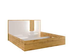 Schlafzimmer-Set WELORA – 6-teilig mit Bett 160×200 oder 180×200 cm, wahlweise mit oder ohne Bettkasten, Lattenrost – Wotan Eiche / Alpinweiß
