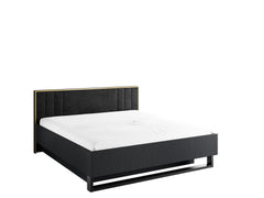 Schlafzimmer-Set MERONA– 5-teilig mit Kleiderschrank, Bett in 2 Liegeflächen (160×200 oder 180×200 cm), wahlweise mit oder ohne Bettkasten, Kommode und 2 Nachttischen – Schwarz Graphit