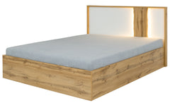 Schlafzimmer-Set WELORA – 6-teilig mit Bett 160×200 oder 180×200 cm, wahlweise mit oder ohne Bettkasten, Lattenrost – Wotan Eiche / Alpinweiß