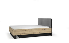 Schlafzimmer-Set URSENA – 6-teilig mit Kleiderschrank, Bett 160×200, wahlweise mit oder ohne Bettkasten, Lattenrost – Schwarz Graphit / Artisan Eiche