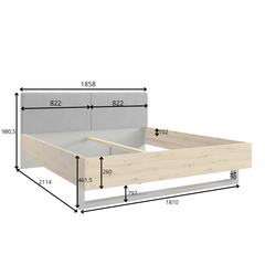 Schlafzimmer-Set RAVENO – 5-teilig mit Kleiderschrank, Bett in 2 Liegeflächen (160×200 oder 180×200 cm), Lattenrost, Kommode und 2 Nachttischen – Grau Graphit / Artisan Eiche