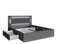 Schlafzimmer-Set FAVERO – 5-teilig mit Schiebetürenschrank, Bett in 3 Liegeflächen (140×200, 160×200 oder 180×200 cm), Kommode und 2 Nachttischen – Grau Graphit