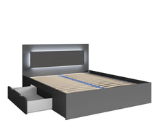 Schlafzimmer-Set FAVERO – 5-teilig mit Schiebetürenschrank, Bett in 3 Liegeflächen (140×200, 160×200 oder 180×200 cm), Kommode und 2 Nachttischen – Grau Graphit