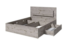 Schlafzimmer-Set TORVAN – 5-teilig mit Schiebetürenschrank, Bett in 2 Liegeflächen (160×200 oder 180×200 cm), Lattenrost, Kommode und 2 Nachttischen – Wellington Eiche / Portland Eiche