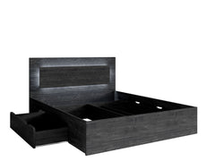 Schlafzimmer-Set TORVAN – 5-teilig mit Schiebetürenschrank, Bett in 2 Liegeflächen (160×200 oder 180×200 cm), Lattenrost, Kommode und 2 Nachttischen – Wellington Eiche / Portland Eiche