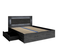 Schlafzimmer-Set TORVAN – 5-teilig mit Schiebetürenschrank, Bett in 2 Liegeflächen (160×200 oder 180×200 cm), Lattenrost, Kommode und 2 Nachttischen – Wellington Eiche / Portland Eiche