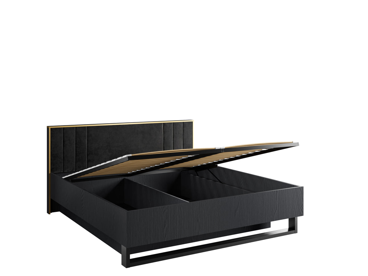 Schlafzimmer-Set MERONA– 5-teilig mit Kleiderschrank, Bett in 2 Liegeflächen (160×200 oder 180×200 cm), wahlweise mit oder ohne Bettkasten, Kommode und 2 Nachttischen – Schwarz Graphit