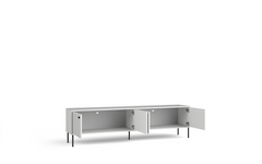Wohnzimmer-Set IVELA – 4-teilig mit TV-Lowboard, Couchtisch, beleuchteter Vitrine und Sideboard – Grau