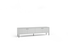Wohnzimmer-Set IVELA – 4-teilig mit TV-Lowboard, Couchtisch, beleuchteter Vitrine und Sideboard – Grau