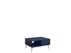 Wohnzimmer-Set ROSVIA – 5-teilig mit Vitrine, 2 Sideboards, TV-Lowboard und Couchtisch – Vitrine wahlweise mit oder ohne Beleuchtung – Dunkelblau