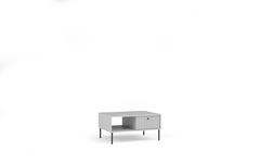 Wohnzimmer-Set IVELA – 4-teilig mit TV-Lowboard, Couchtisch, beleuchteter Vitrine und Sideboard – Grau