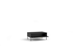Wohnzimmer-Set MERONA – 4-teilig mit beleuchteter Vitrine, TV-Lowboard, Couchtisch und Sideboard – Schwarz Graphit