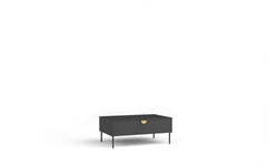 Wohnzimmer-Set MERONA – 4-teilig mit beleuchteter Vitrine, TV-Lowboard, Couchtisch und Sideboard – Schwarz Graphit