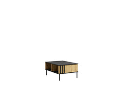 Wohnzimmer-Set RAVENO – 5-teilig mit 2 Sideboards, TV-Lowboard, Couchtisch und Vitrine– Schwarz Onyx / Artisan Eiche