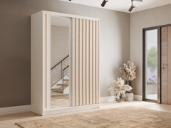 Kleiderschrank ALUNA 10 – mit Kleiderstange & Regalen (155×215×62 cm)