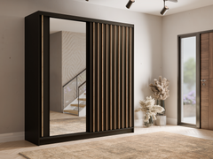 Kleiderschrank ALUNA 11 – mit Spiegel, Regalen & Kleiderstange (205×215×62 cm)