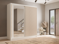 Kleiderschrank ALUNA 11 – mit Spiegel, Regalen & Kleiderstange (205×215×62 cm)