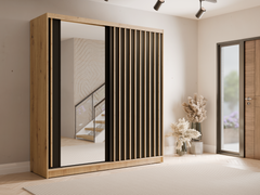 Kleiderschrank ALUNA 11 – mit Spiegel, Regalen & Kleiderstange (205×215×62 cm)