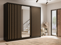 Kleiderschrank ALUNA 13 – mit Spiegel, Regalen & Kleiderstange (248×215×62 cm)