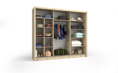 Schiebetürenschrank BAKU 13 – großer Kleiderschrank mit Spiegel & Stauraum (247,8×215×61,6 cm)