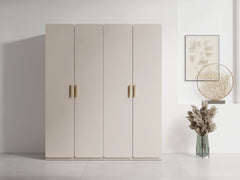 Schlafzimmer-Set LEVARO – 4-teilig mit Kleiderschrank, Bett in 2 Liegeflächen (160×200 oder 180×200 cm), wahlweise mit oder ohne Bettkasten und 2 Nachttischen – Wüstensand