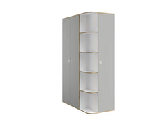 JUGENDZIMMER-SET PENORA – 4-teilig mit Bett 90×200 cm, Kleiderschrank, Schreibtisch und Kommode – Weiß / Grau New York